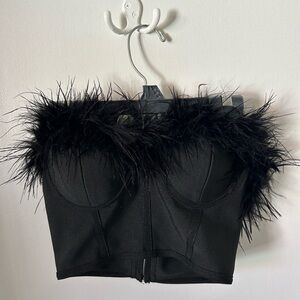 Superdown Black Feather Top